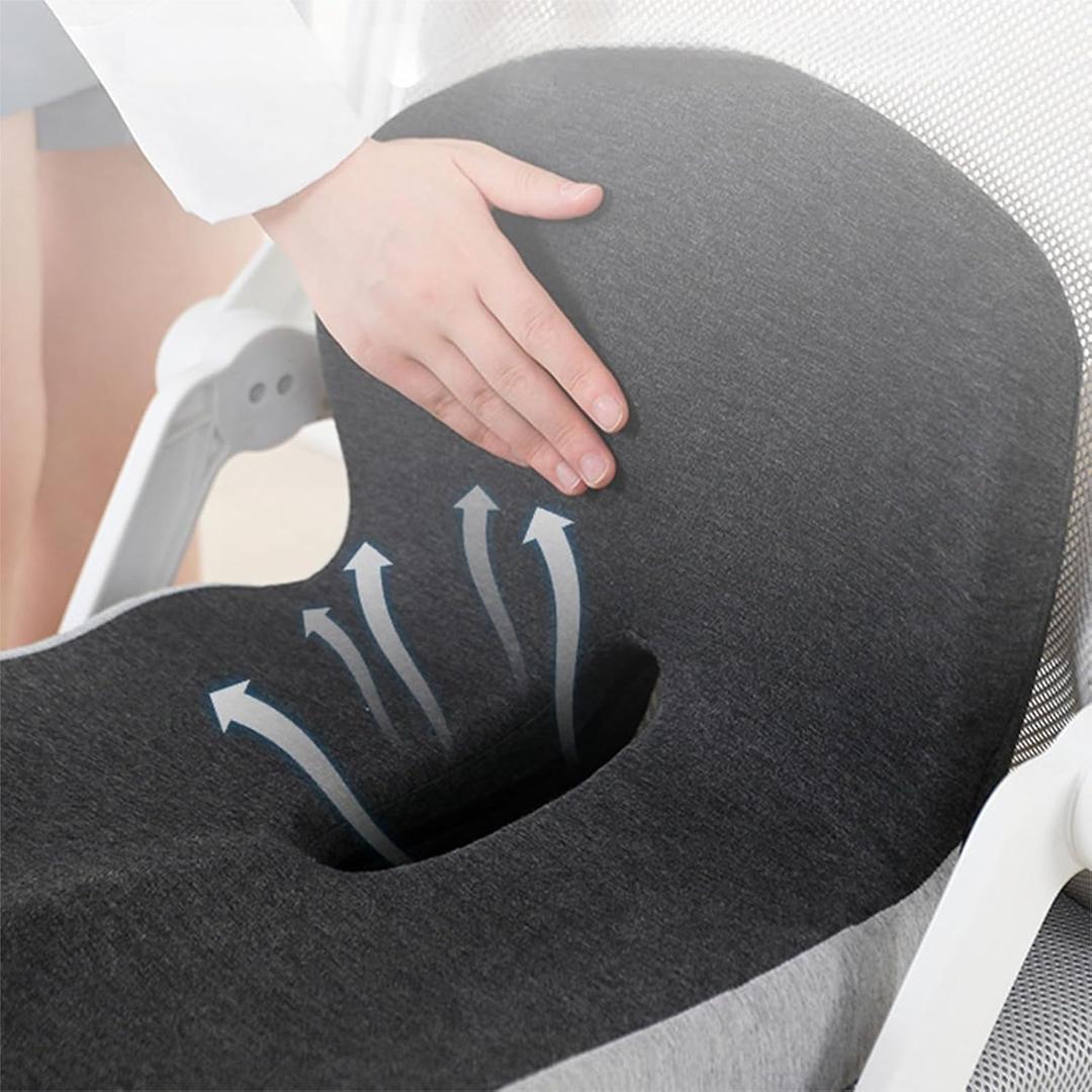 Orthopedic Memory Foam Car Seat Cushion for Sciatica & Back Pain Relief - Ergonomic Non-Slip Office Chair Cushion & Car Cushions for Long Driving with Lumbar Support, Universal Fit (Black)