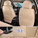 TIEHESYT Beige Car Seat Covers Full Set, Breathable Leather Automotive Front and Rear Seat Covers & Headrest, Automotive Seat Cover, Compatible with Most Cars Sedans SUV Pickup Trucks