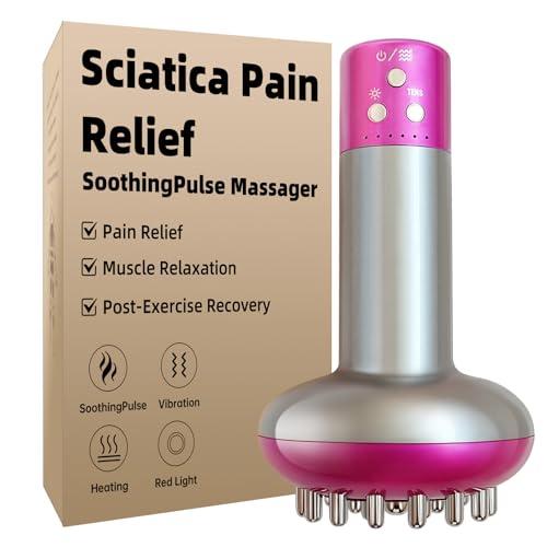 Yuonry Sciatica Pain Relief Device – Deep Tissue Massager for Sciatica, Nerve, Back, Leg, Hip & Muscle Pain Relief with Pulse, Heat, Vibration, Red Light, Purple