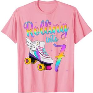 Rolling Into 7 Years. Lets Roll I'm Turning 7 Roller Skates T-Shirt, Size: M
