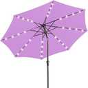 JEAREY 9FT Outdoor Patio Umbrella with Solar Lights, LED Lighted Pool Umbrella with Tilt and Crank, Outdoor Table Umbrellas for Deck, Yard & Market (Taro Purple)