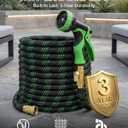 100ft Flexible Garden Hose, Lightweight Water Hose, NON-EXPANDABLE Garden Hose with 10 Function Sprayer Nozzle, Kink-Free Triple-Layer Composite Watering Hose for Yard, Lawn, Outdoor and Car Washing
