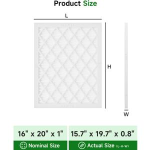 Future Way 16x20x1 Air Filters, 6-Pack with Reusable Frame, MERV 13, MPR 1900 AC Furnace Filters, Space Saving & Cost-effective
