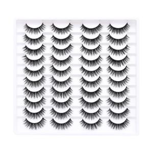 False Eyelashes 20 Pairs Wispy Lashes Faux Mink Lashes 14mm 3D Fluffy Cat Eye Lashes style 20-062)
