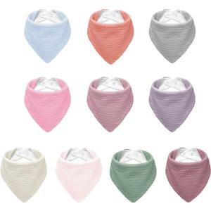 Muslin Baby Bibs,Soft Triangular Baby Bandana Drool Bibs for Baby Boy Girl,Solid Colors Bib for Drooling Teething (10 Pack-natural)