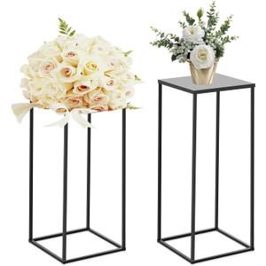 2 PCS Black Vases Flower Stands 23.6", Wedding Centerpieces for Tables, Metal Geometric Flower Vase, Tall Flower Stand Flower Vase for Centerpiece Home Table Decorations