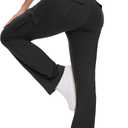 Flare Leggings for Women Yoga Pants with Cargo Pockets High Waist Work Casual Travel Bootcut Leggings (X-Large, Black)