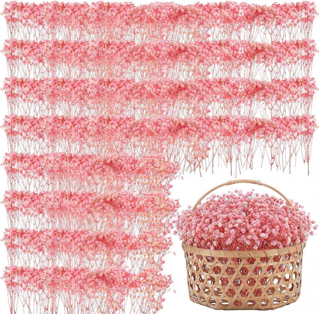 Fumete 100 Pcs Mini Dried Babys Breath Flowers Pink 5600+ Babys Breath Bulk Bouquet Natural Gypsophila for Wedding Flower Wreaths Baby Shower Bridal Shower Home Vase Decor Card Party DIY, 2-4 Inch