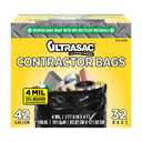 Ultrasac Extra Heavy Duty Contractor Bags - 42 gallons 4 Mil (32 Pack w/Ties) - 33" x 48" Extremely Thick and Tough Professional Trash Bag for Construction, Commerical, Industrial, Yard, Outdoor use