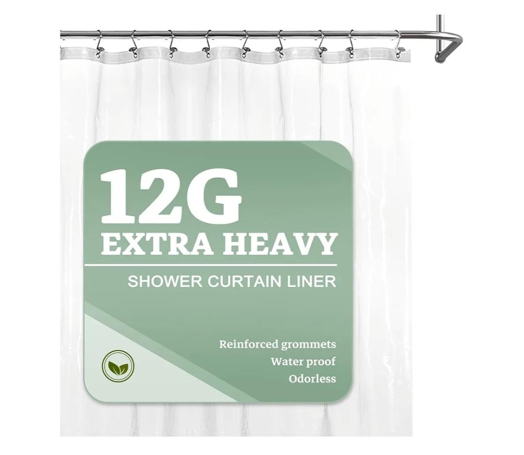 Barossa Design Extra Heavy Duty Shower Curtain Liner Thick - Soft Plastic Shower Liner Waterproof with Grommets & 3 Magnets, Clear, 72"x72"