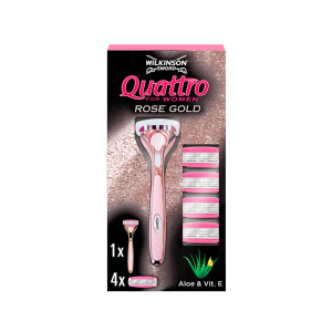 WILKINSON SWORD - Quattro for Women | Premium Metal Rose Gold | Razor Handle