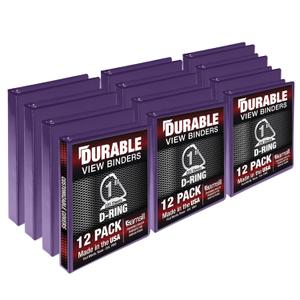 Samsill Durable 1 inch 3 Ring Binder, Made in USA, D Ring Binder, FSC 100% Recycled Chipboard, Purple, 12 Pack