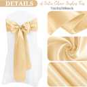 Pesonlook 120 PCS Champagne Satin Chair Sashes Bows Satin Chair Sashes Universal Chair Cover for Wedding Reception Restaurant Event Decoration Banquet,Party,Hotel Event Decorations (7 x 108 inch)