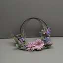 Weldomcor Artificial Floral Wreath for Front Door Floral Hoop Wreath Decor with Purple Flowers Green Leaves Garland Spring Wall Window Home Hanging Decorations