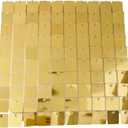 100 PCS Pack Mirror Light Gold Shimmer Wall Backdrop Sequin Panels Squares with Interlock Back Tiles for Events Home Decor Wedding Baby Shower Birthday Decoration (Mirror Light Gold)
