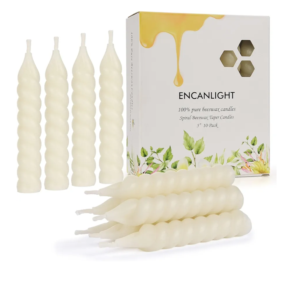 5 Inch Spirat Tapared Candles 10 Pack,0.78" Diameter Ivory Naturel Bee Candles Candlestick,7 Hours Long Lasting Smokeless and Unscented for Home Decoration