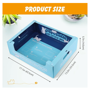 2 Pack Disposable Litter Boxes for Cats with Disposable Cat Litter Scoop, Large-17.1"x13.2"x5.7" Double Waterproof Disposable Cat Litter Box, Portable Travel Litter Box for Cats Sturdy Leak Resistant
