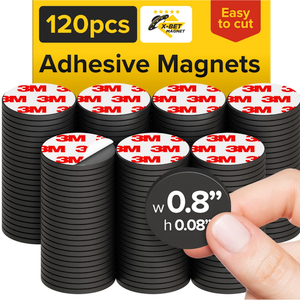 Hyper-Sticky Magnets with Adhesive Backing - 0.8" Strong Magnetic Dots for Whiteboard, Fridge, Crafts - Easy-to-Cut Stickers for Planning and Organization - 120pcs