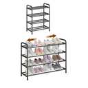 KANAV 4Tier Expandable Shoe Rack – Adjustable Shoe Organizer & Shoe Storage for Closet, Entryway, and Front Door – SpaceSaving Shoe Shelf and Rack Organizer for Home  Black