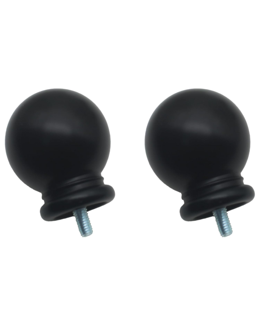 ZZLZX Round Curtain Rod Finial 2PCS Black Plastic Drapery Pole Ball Ends Drapery Rod Finials (Screw Dia. 5mm/0.2in, Ball Dia. 35mm/1.4in, for 16mm/0.6in Rod)