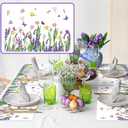 Fulmoon 50 Pcs Lavender Placemats Set 12'' x 16'' Easter Flower Paper Place Mats Decorative Tulip Flower Butterfly Placemats for Summer Spring Dining Table Decor(Lavender Tulip)