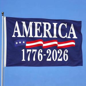 250th Anniversary Flag Double Sided 3 x 5 ft Anniversary United States Semiquincentennial Grommet Independence Day 4th of July Patriot Outdoor Garden Banner(Simple)