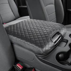 JOYTUTUS Center Console Cover Compatible with 2013-2018 Ram 1500 & 2013-2024 Ram 2500/3500/1500 Classic Model Jump Seat Console, Leather Arm Rest Armrest Cover for Car, Middle Console Cover Lid (Black)