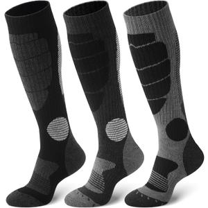 Clothclose Ski Socks-3 Pairs Warm Merino Wool Snowboard Socks for Mens Womens in Cold Weather for Cycling Skiing Hiking (One Size, Black, White, Grey)