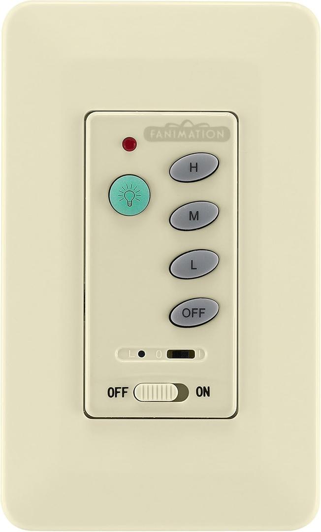 Fanimation CWRL4LA Wall Control Fan and Light with Learn Rec 3-Speed/Non-Rev