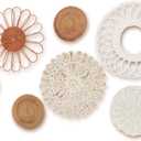 MeraMera Boho Wall Decor, Rattan Flower Wall Decor,Nursery Wall Decor,Nursery Decor Set of 7