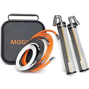 Weighted Jump Rope for Men Women -Interchangeable 1/5lb 1/4lb 1/2lb Heavy jump ropes - 360 Degree Spin - Length Adjustable,Ergonomics Leather Grip Skipping Rope for Fitness Weight Loss & More (White)