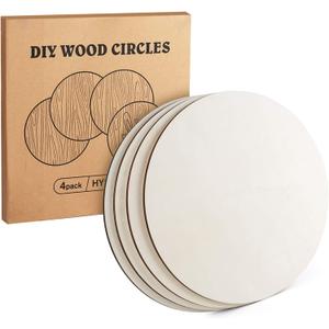 ilauke 14 Inch Wood Circles for Crafts, 4Pcs Blank Unfinished Wood Crafts, 1/4 Inch Thick Wood Rounds for Crafts, Wood Rounds Discs for Crafts, Wood Signs, Burning Painting, Wedding Decoration