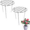 2 Pack Round Peony Cages and Supports Grow Through Grid Plant Brace,18 inch Heigh Plant Support Stake for Small Plant Flower Vegetable (2pcs 18)