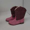 RLW Girls Cowboy Boots Kids Cowgirl Western Boot Glitter Round Toe with Walking Heel Size 7 Sequins Pink