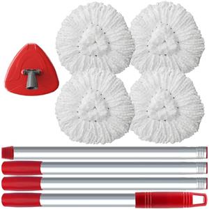 3 Pack Spin Mop Replacement Head Compatible with O-Cedar EasyWring 1 Tank, 30-58" Mop Handle Base and Microfiber Head Refills, Easy-to-Replace (White,1 Tank)