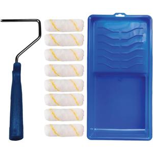 Pro Grade - Paint Roller Tool Kit - 10 Piece Painting Set - Mini Plastic Paint Tray Set, Mini Roller Frame,Microfiber Roller Covers