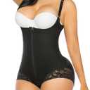 YIANNA Fajas Colombianas Shapewear for Women Postpartum Tummy Control Body Shaper Butt Lifter Bodysuit (Large, Black-2)