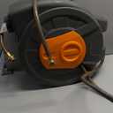 Retractable Garden Hose Reel 100ft, 1/2 inch Water Hose, Wall Mounted and 180 Deg Swivel Bracket, Slow Retraction Any Length Lock 10 Spray Nozzle (Gray-orange)