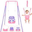 4 in 1 Toddler Swing Set & Baby Jumper, Foldable Swing Set for Backyard