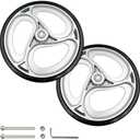 Yuqim 2 Pcs 10" Replacement Wheels for Rollator Walker Wheelchairs Walker Wheels Replacement Drive Rollator Wheels Parts(Silver, 9.4 Inch)