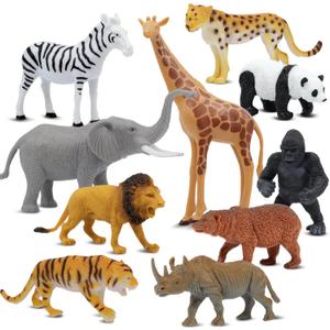 Safari Animal Figurines Set for Kids, 10 Piece Realistic Wild Zoo Animals Collection with Elephant, Lion, Tiger, Giraffe, Educational Toys for Toddlers Boys Girls