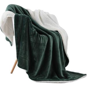 NANPIPER Throw Blanket Reversible Sherpa Flannel Blanket Super Soft Fuzzy Plush Fleece Microfiber for Bed/Couch(60"x80",Olive Green)