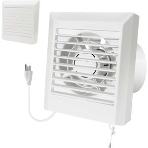 8 x 9.25 Inch Bathroom Exhaust Fan with Shutter Panel,77 CFM 25W Ventilation Fan for Window or Wall Mount,with a pull cord switch and US power cord