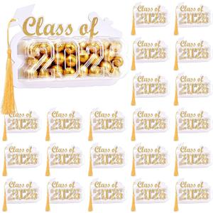 Motiskyy 30 Pack 2026 Graduation Candy Card Class of 2026 Grad Party Favor Supplies Candy Dome Greeting Card with Tassel Chocolate Holder College High School Graduate Gift Box DIY(White,Gold)