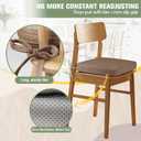 kingphenix Dining Chair Cushions Set of 6, 2.5 inch Thick Kitchen Chair Pads with Ties, Non Slip Bottom, Removable Washable Cover, 17 x 16, Brown