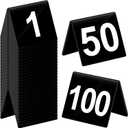 Tuanse 100 Pcs Acrylic Table Numbers 1-100 Double Sided Minimalist Restaurant Wedding Table Tent Cards for Party Event Banquets Wedding Reception, 2.5 x 2 x 1.6 Inch(White Number)