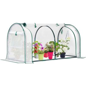 Mini Greenhouse for Outdoor,Portable Small Tunnel Greenhouses for Outdoors with Roll up Zipper Door for Protecting Plant (PE, 47" x23" x 23")