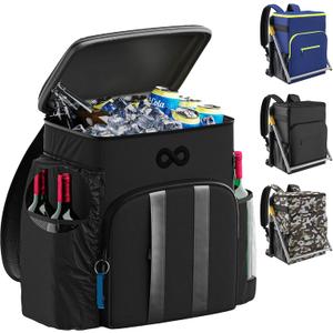 Insulated Backpack Cooler - 54 Cans, 24 Hour Cooling, Wider Straps, Lightweight Leak Proof Liner, Portable Cooler Backpack Bag for Men Women Beach Picnic Travel Lunch Camping - Everlasting Comfort (Black)
