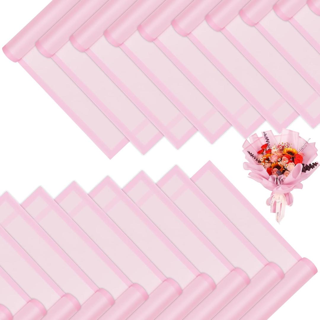 DEWJDFSC 20 Sheets Flower Wrapping Paper,Waterproof Floral Korean Bouquet Wrapping Paper, Florist Supplies, Suitable for Flowers Gift Packaging (Pink)