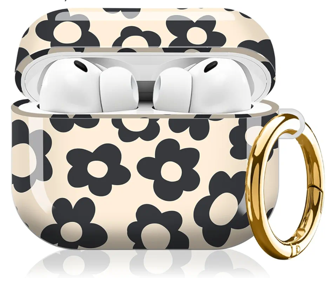 LXQFNSG Compatible with AirPod Pro 2nd//1st Generation Case Cover with Key Chain,Full Protective Shockproof Wireless Headphone Case for Airpod Pro 2023/2022/2019(Vntage Groovy Flowers)